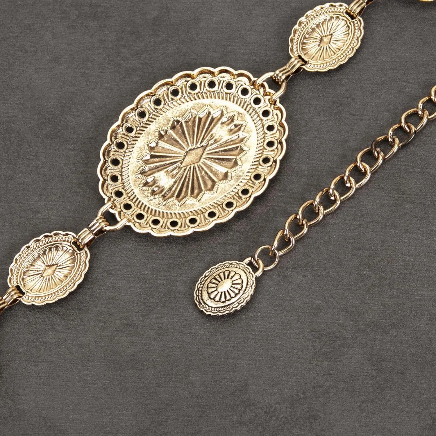 ILuvatar Luvatar Womens Metal Chain Dress Belt Hollow Out Daisy Sweater Belt Decorated Skinny Waist Belt