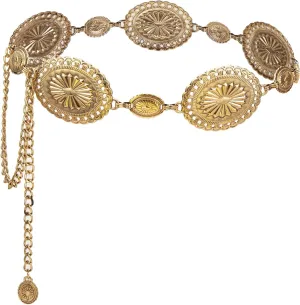 ILuvatar Luvatar Womens Metal Chain Dress Belt Hollow Out Daisy Sweater Belt Decorated Skinny Waist Belt
