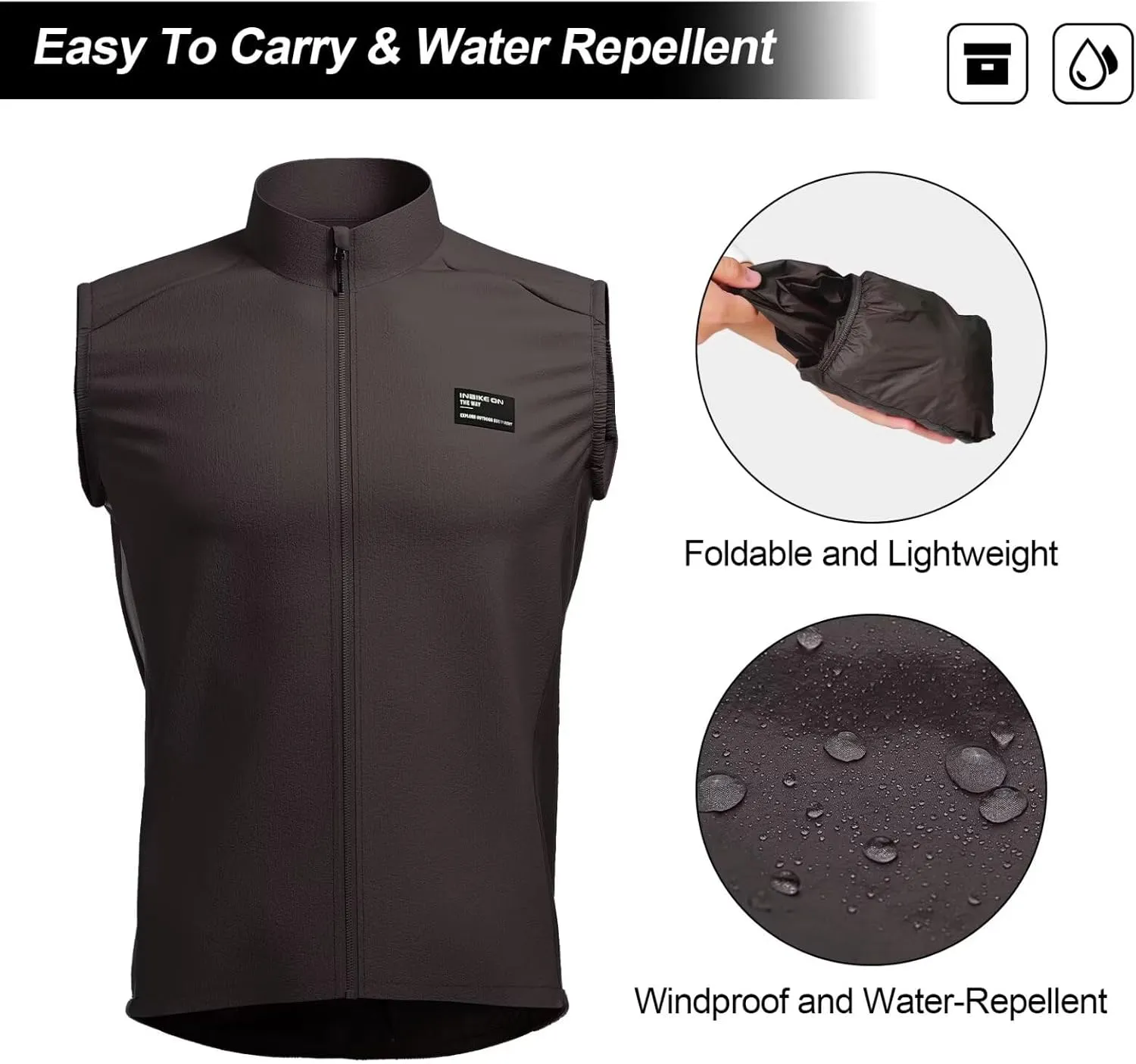 INBIKE Unisex Cycling Vest Windproof Sleeveless Bicycle Jacket, Lightweight Breathable Vest with 2 Pockets…