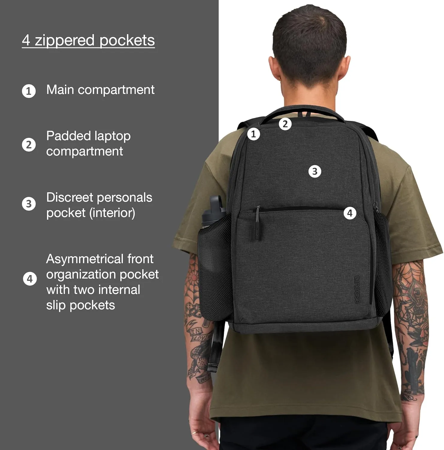Incase Facet 20L Durable Travel Backpack   Laptop Bag with Computer Sleeve with Quick Release Strap - Carry On Backpack (Black, 20L)