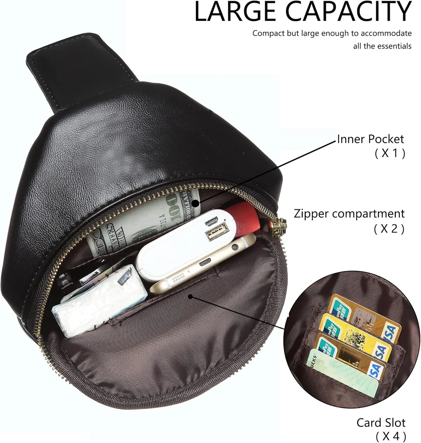 INICAT Sling Bag for Women Small Crossbody Bags Leather Fanny Pack for Travel Essentials(Grey)