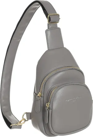INICAT Sling Bag for Women Small Crossbody Bags Leather Fanny Pack for Travel Essentials(Grey)