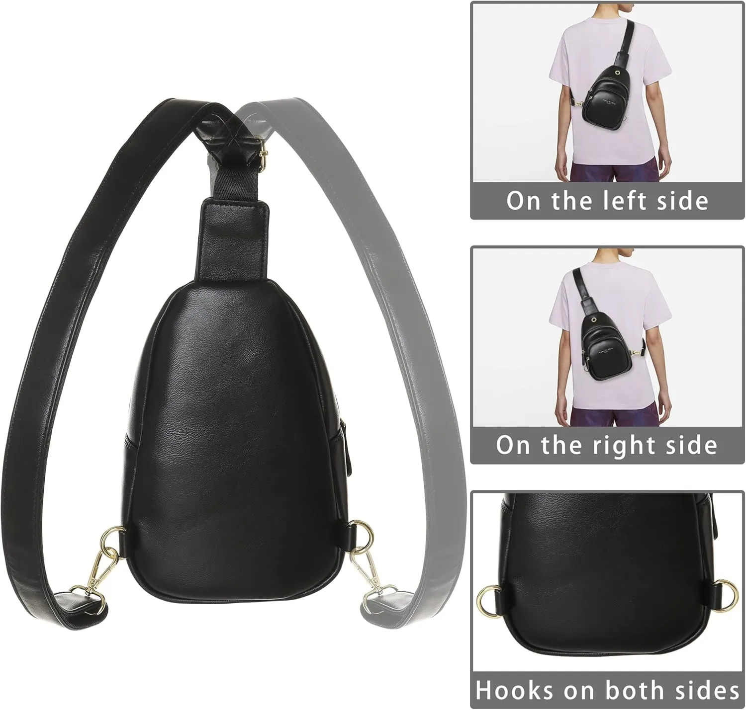 INICAT Sling Bag for Women Small Crossbody Bags Leather Fanny Pack for Travel Essentials(Grey)