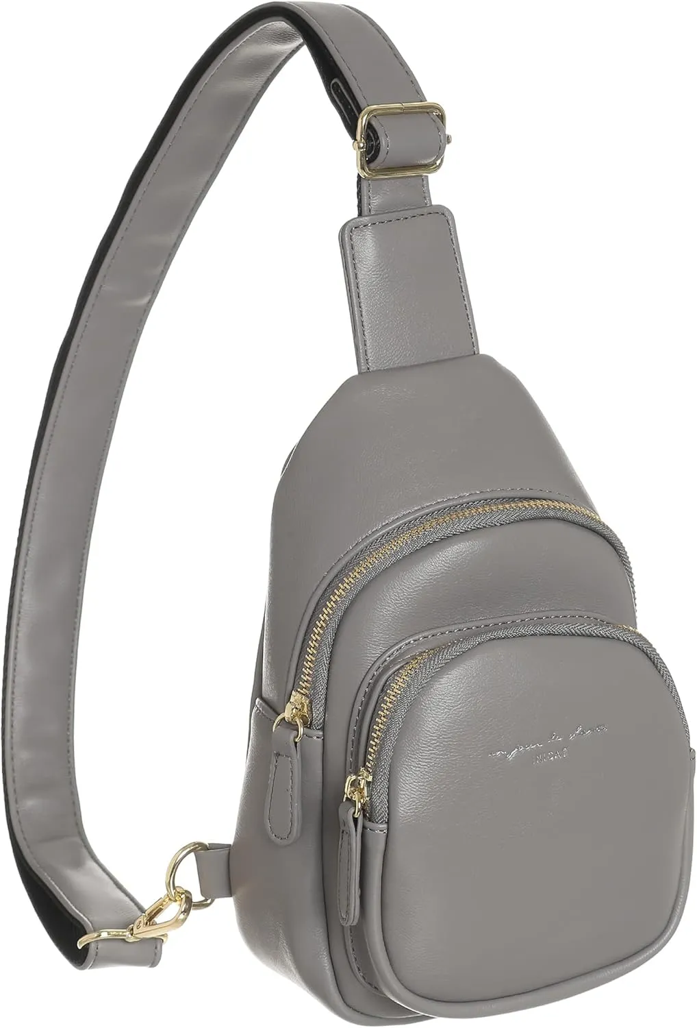 INICAT Sling Bag for Women Small Crossbody Bags Leather Fanny Pack for Travel Essentials(Grey)
