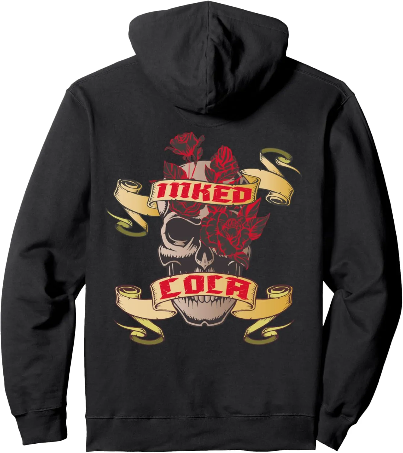 Inked and Lola Tattoo Skull Red Roses Family Pullover Hoodie