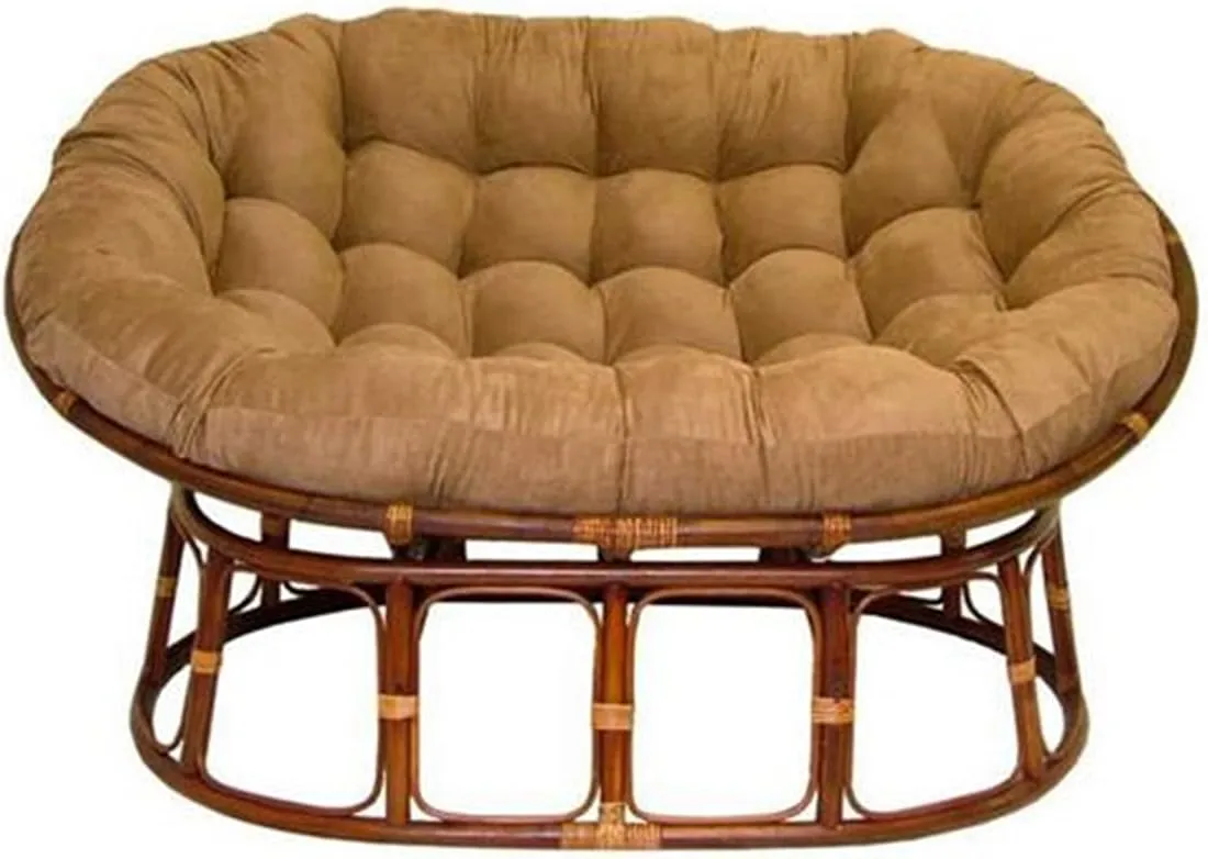 International Caravan Furniture Piece 63x45-Inch Double Papasan with Micro Suede Cushion