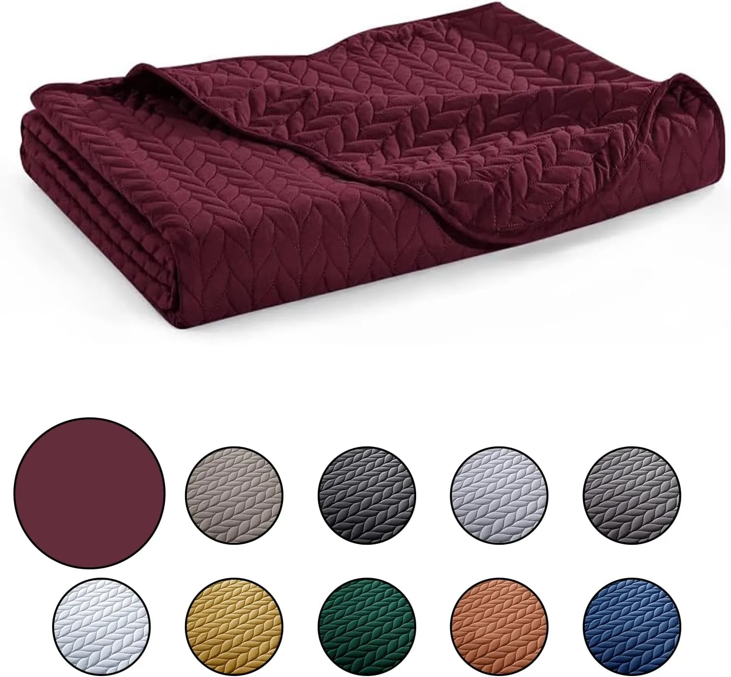 IR Imperial Rooms Twin Quilt Bedding Set Size (68” x 86”)   1 Pillow Shams (20” x 26”   2”) - 2 Pcs Summer Season Lightweight Reversible Microfiber Coverlet Embossed Quilt Bedspread (Burgundy)