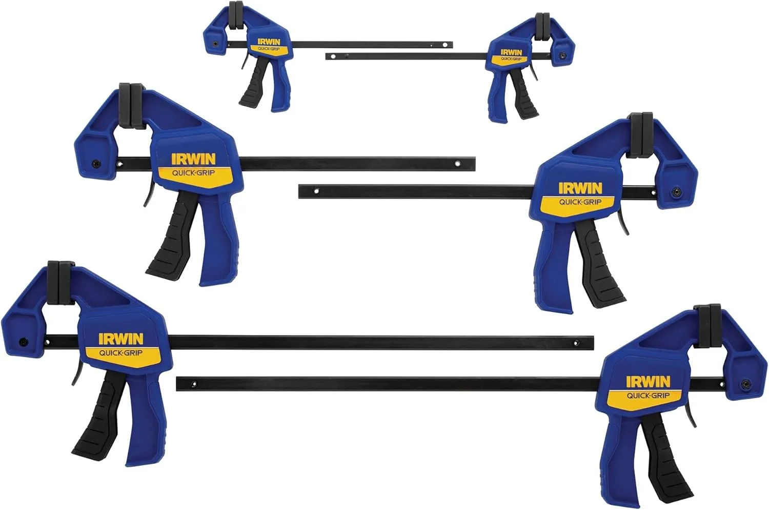 IRWIN QUICK-GRIP Clamps for Woodworking, One-Handed Bar Clamps, 6-Pack (1964749)