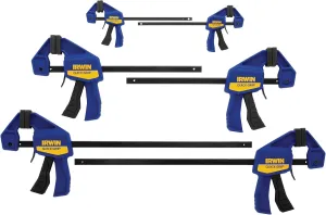 IRWIN QUICK-GRIP Clamps for Woodworking, One-Handed Bar Clamps, 6-Pack (1964749)