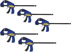 IRWIN QUICK-GRIP One-Handed Bar Clamp, Medium-Duty, 12", 5 Pack, 1964718