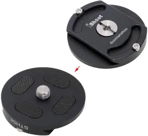 iShoot Tripod Head Mount Converter Quick Release Adapter for Cantilever Head, Fluid Head, Ballhead, Tripod Heads with Circular Bottom & 3/8 Screw Hole, Bottom is Arca-Swiss Fit Quick Release Plate