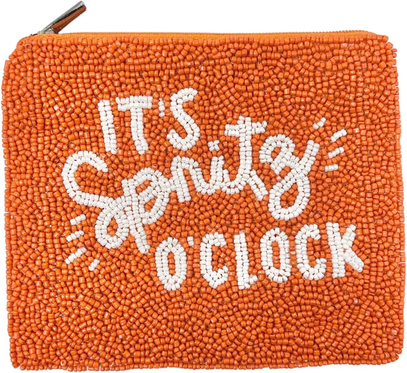 IT'S SPRITZ O'CLOCK Beaded Pouch Purse, Orange Small Purse, Birthday Gifts, Gift Card Pouch, Bachelorette Gift, Small Wallet