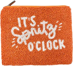 IT'S SPRITZ O'CLOCK Beaded Pouch Purse, Orange Small Purse, Birthday Gifts, Gift Card Pouch, Bachelorette Gift, Small Wallet