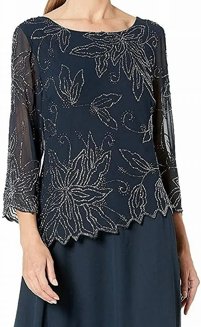 J Kara Women's One Size BOAD Neck Asymetrical Beaded Dress