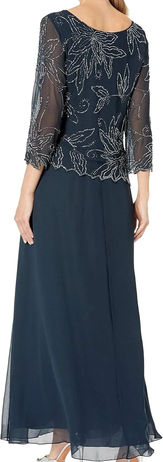 J Kara Women's One Size BOAD Neck Asymetrical Beaded Dress