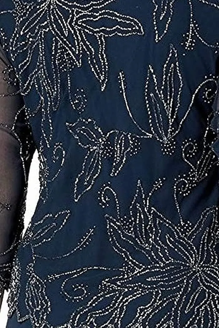 J Kara Women's Petite Floral Beaded Gown
