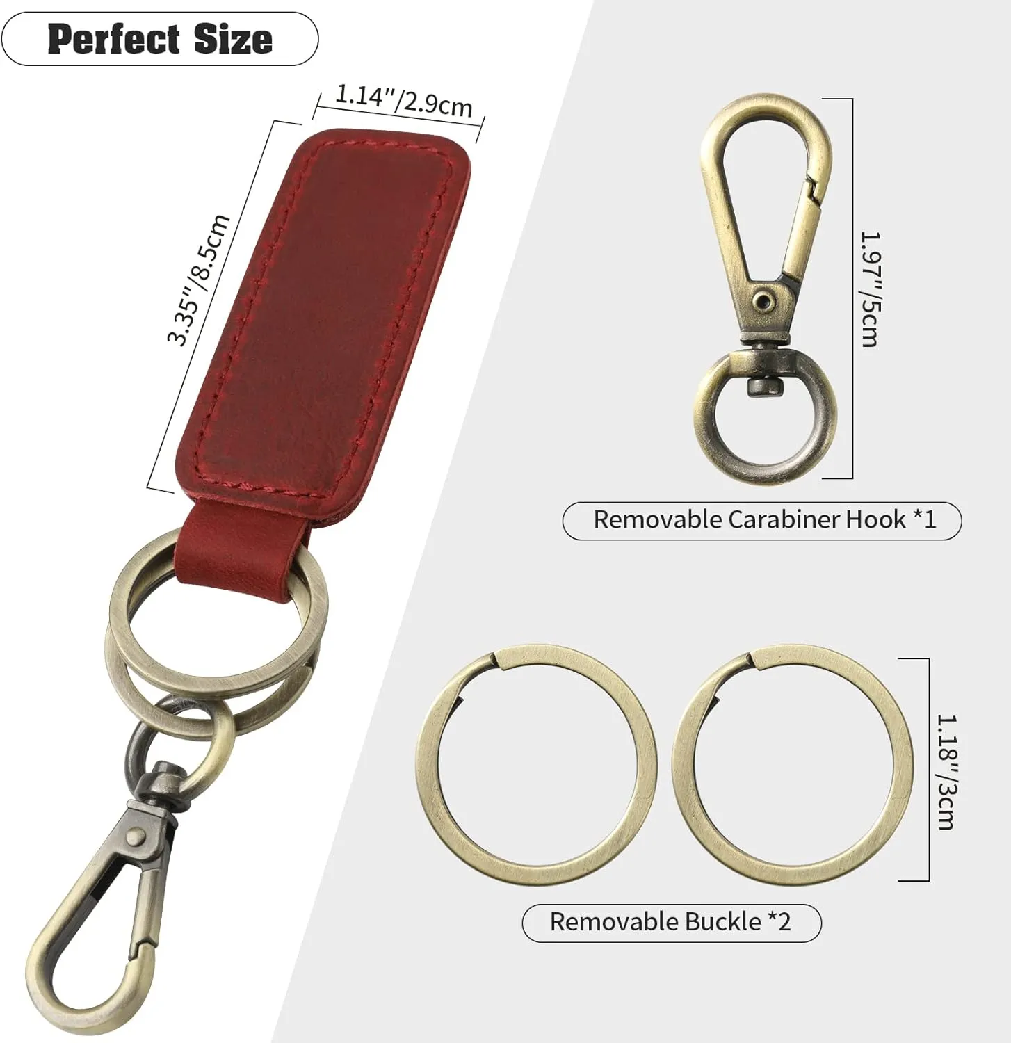 Jack&Chris Genuine Leather Car Keychain, Universal Key Fob Keychain, Leather Key Chain Holder for Men and Women, JC306