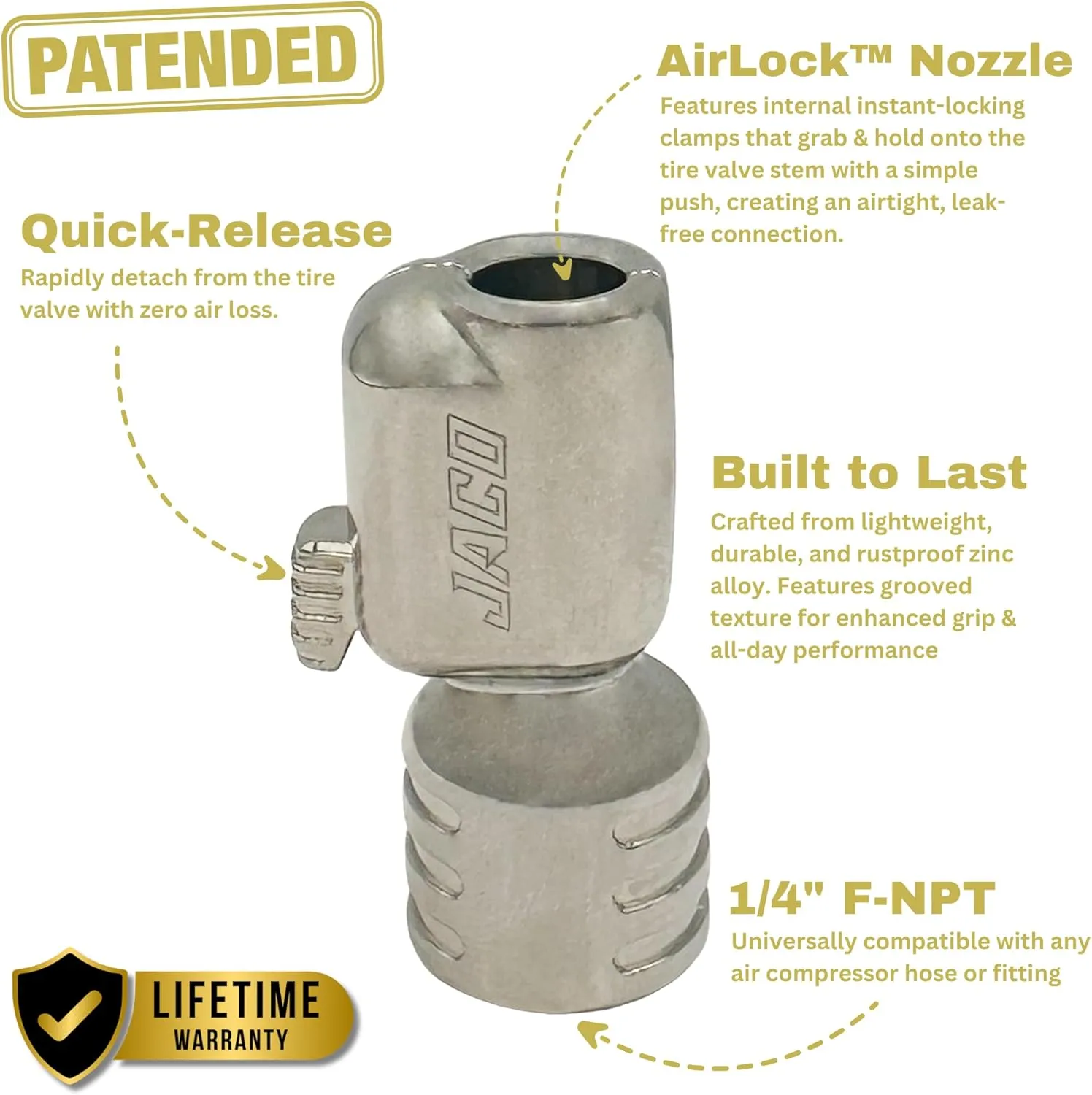 JACO Lightning S-Series Tire Air Chuck - 1/4" F-NPT (Open Flow) (2-Pack)