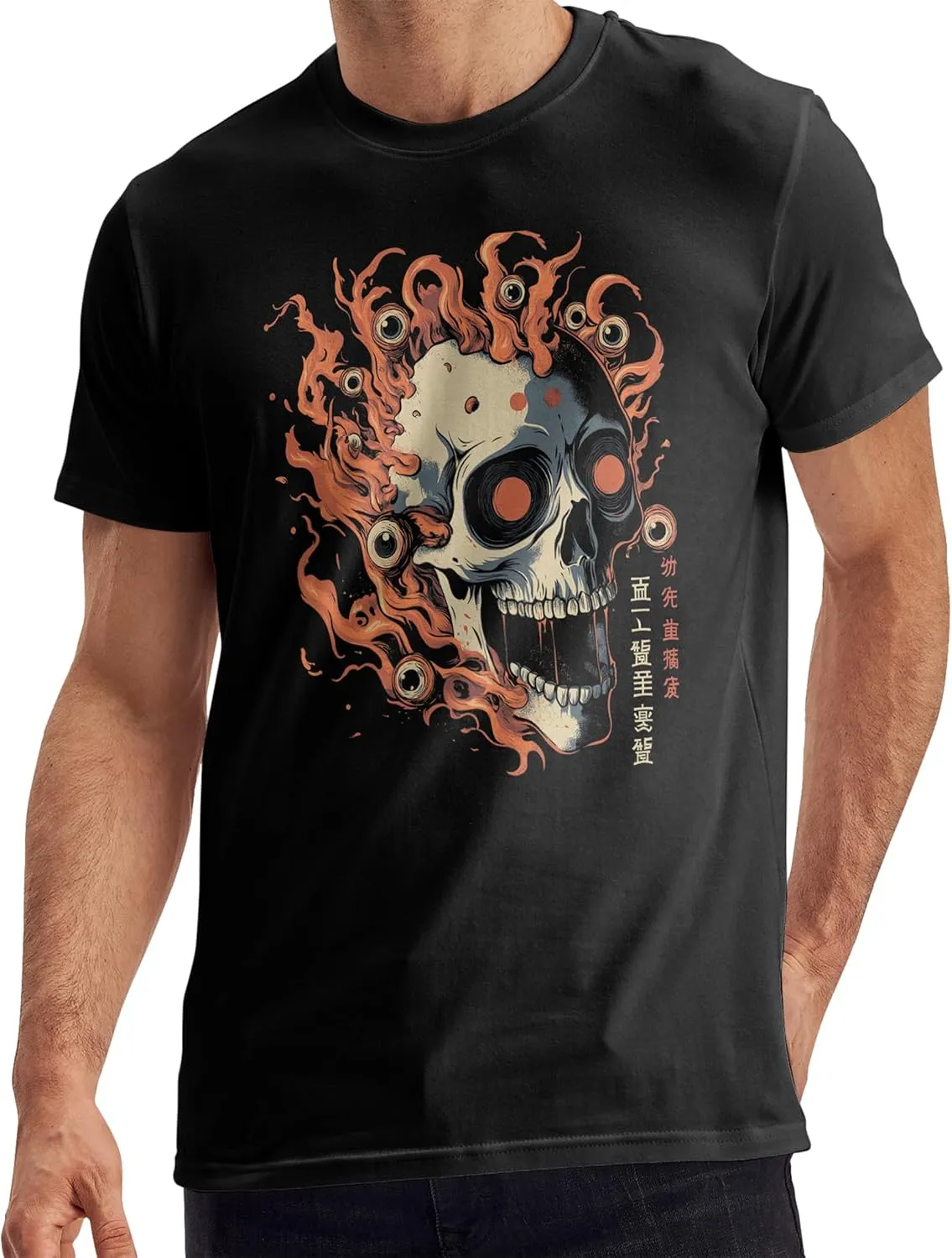Japanese Anime Skull Shirts for Men Harajuku Graphic Tee Gifts Short Sleeve T Shirt