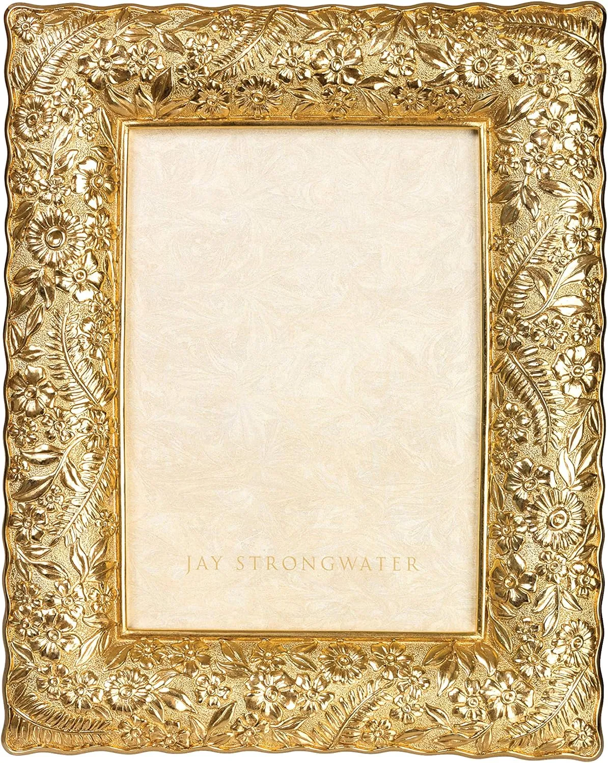 Jay Strongwater Katerina Ruffle Edge Floral 5" x 7" Frame - Gold