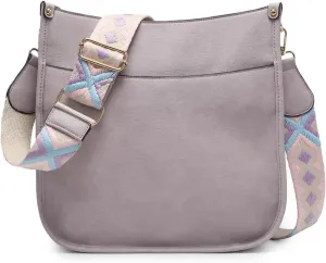 JEN & CO. Crossbody Bags for Women Trendy Vegan Leather Hobo Purses Shoulder Handbags with Wide Adjustable Guitar Strap