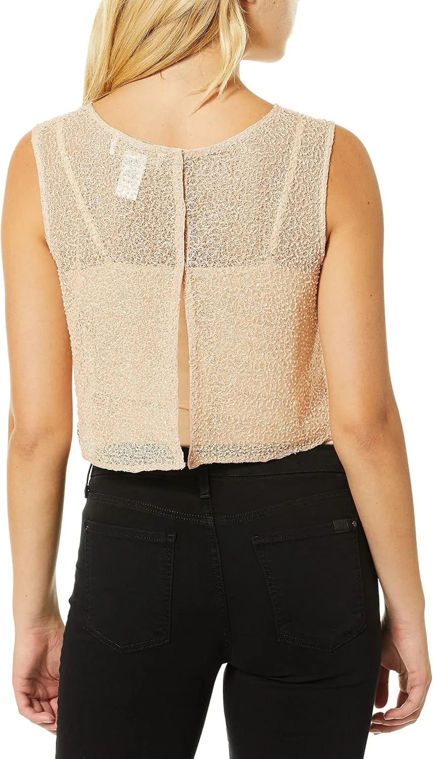 Jenny Yoo Women's Quinn Beaded Jewel Neckline Top