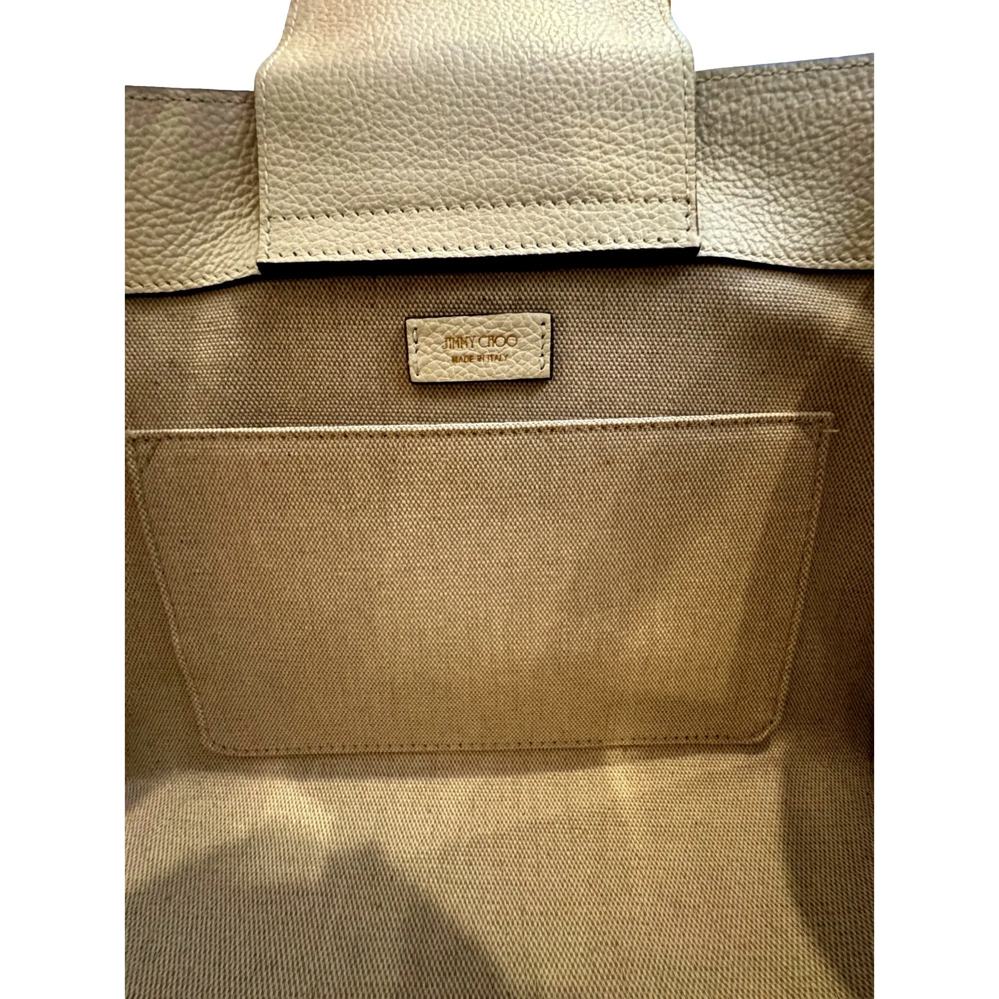 Jimmy Choo Book Medium Tote Crossbody Bag Embossed Ivory Leather