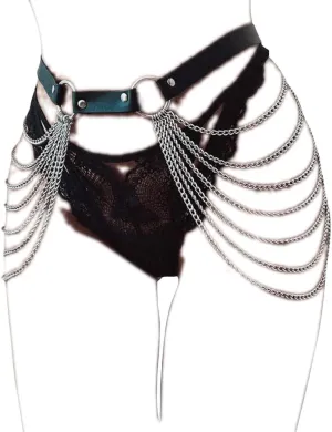 Joygulls Punk Sexy Gothic Jewelry Accessories Waist Chain Goth Belt Leather Layered Belly Body Chains
