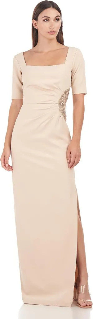 JS Collections Women's Ashley Draped Column Gown