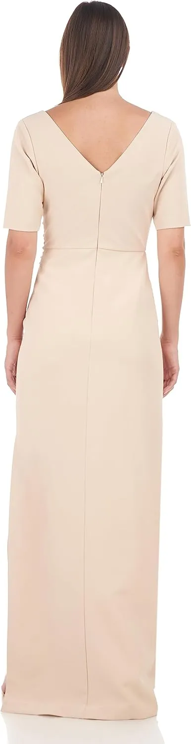 JS Collections Women's Ashley Draped Column Gown