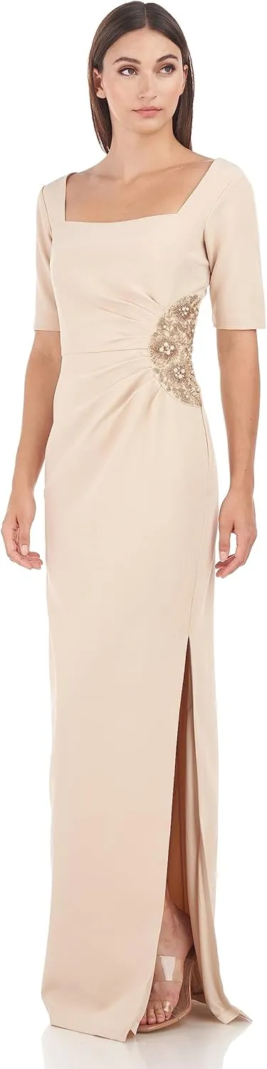 JS Collections Women's Ashley Draped Column Gown