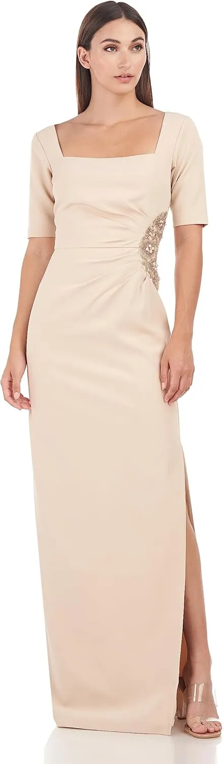 JS Collections Women's Ashley Draped Column Gown
