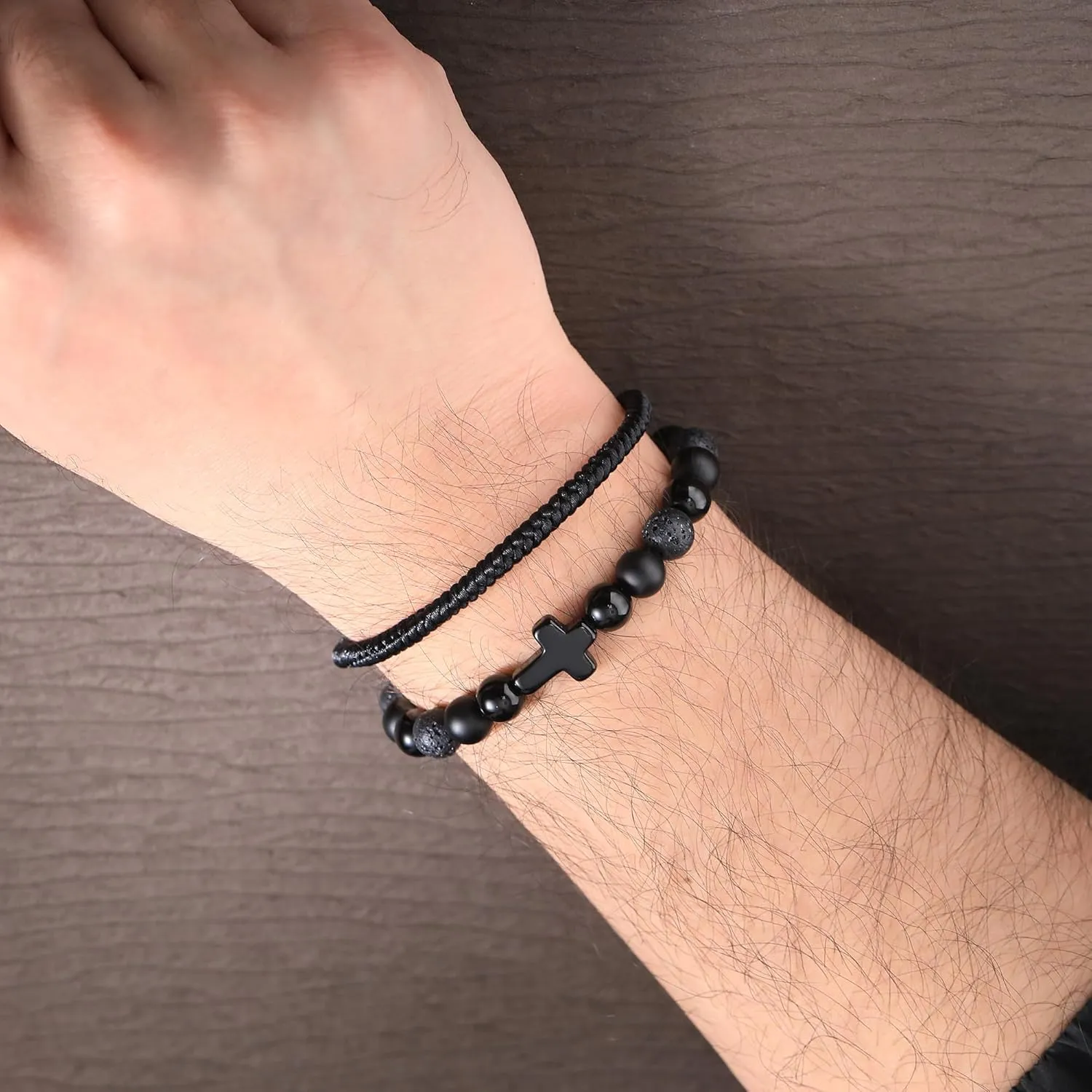 JSJOY Cross Bracelet for Men Christian Gifts for Men Rope Religious Bracelet Set Bible Verse Bracelets Easter Gifts for God Father Power Balance Bracelet