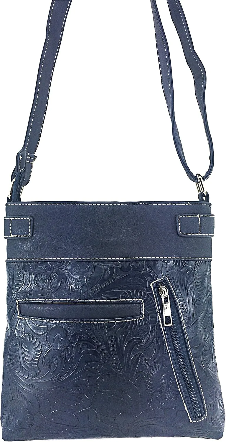 Justin West Winged Sugar Skull Roses Crossbody Messenger Purse Concealed Carry