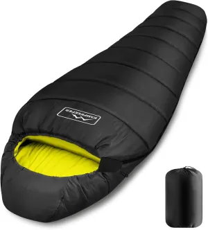 KAMPKEEPER Mummy Sleeping Bag for Adults,3-4 Seasons Cold Weather,Waterproof,Lightweight,Non-Snag Zipper with Adjustable Hood Perfect for Backpacking, Hiking,Camping