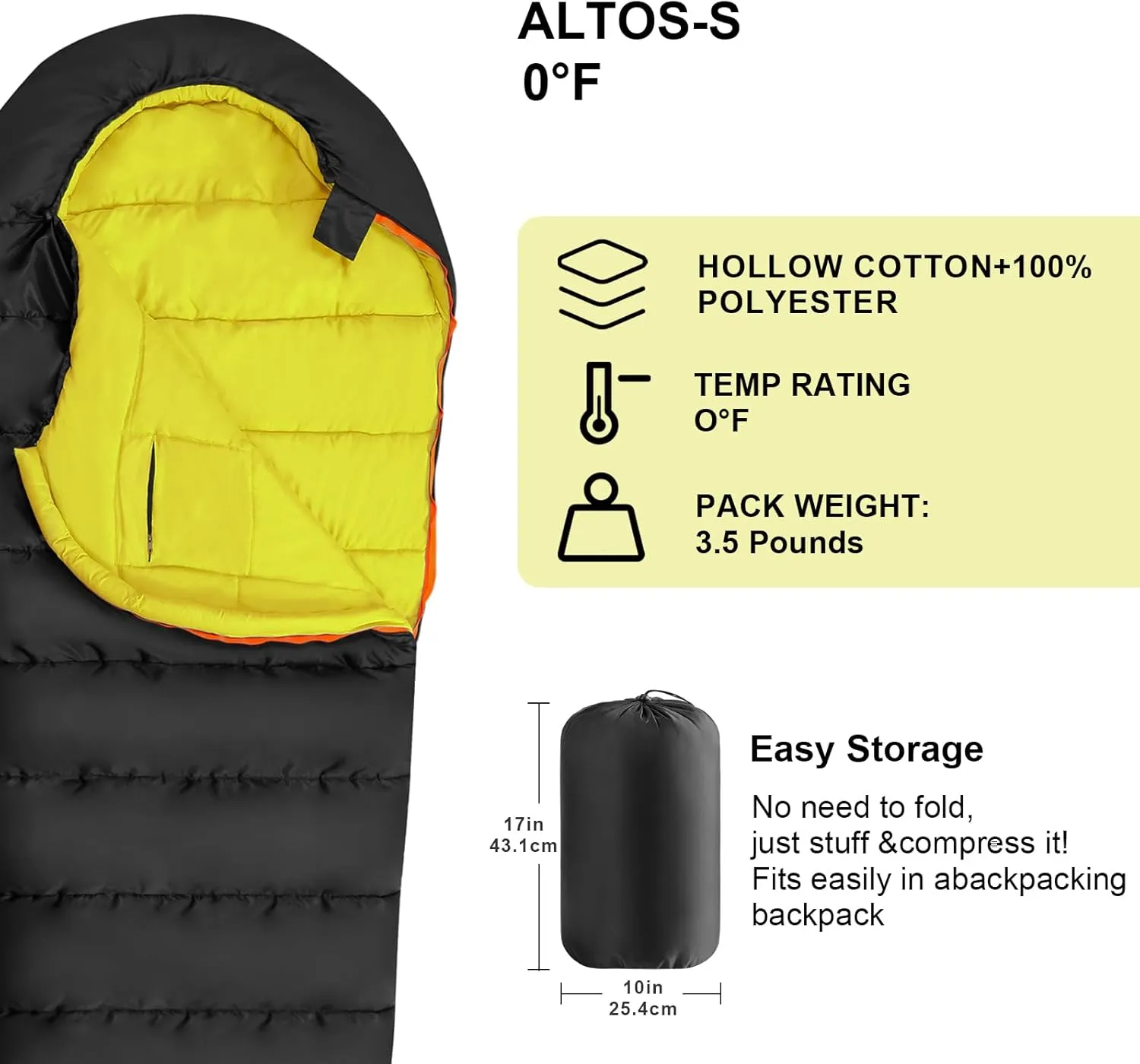 KAMPKEEPER Mummy Sleeping Bag for Adults,3-4 Seasons Cold Weather,Waterproof,Lightweight,Non-Snag Zipper with Adjustable Hood Perfect for Backpacking, Hiking,Camping