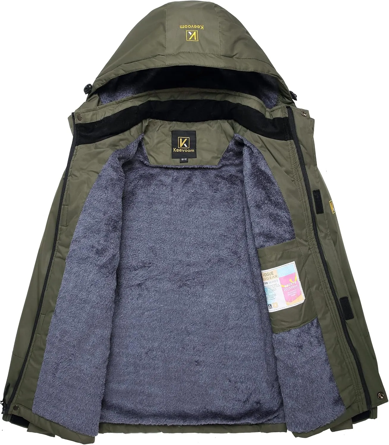 Keevoom Boy's Waterproof Ski Jacket Winter Warm Thick Snow Coat Windproof Fleece Kids Outdoor Hooded Snowboard Jackets