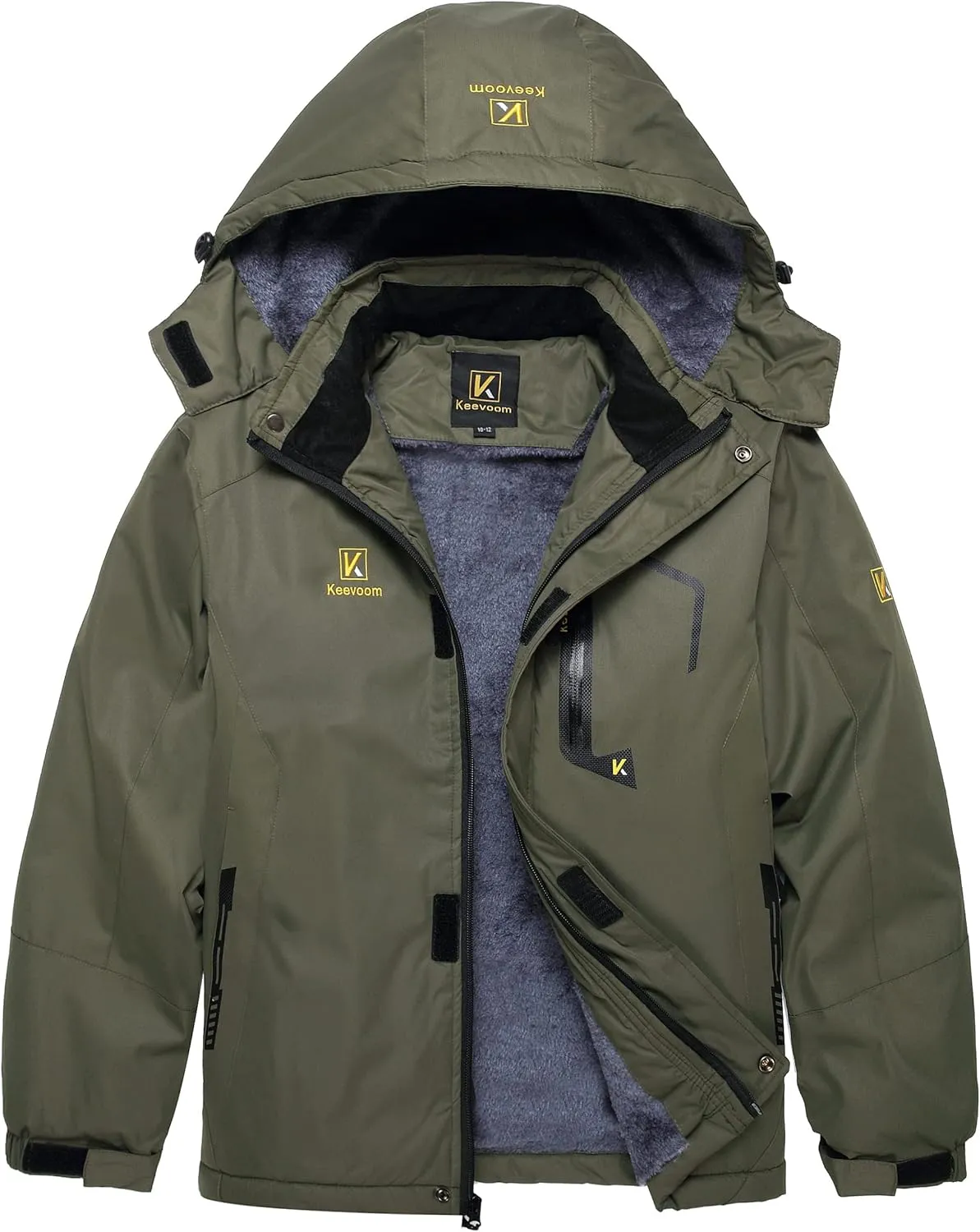Keevoom Boy's Waterproof Ski Jacket Winter Warm Thick Snow Coat Windproof Fleece Kids Outdoor Hooded Snowboard Jackets