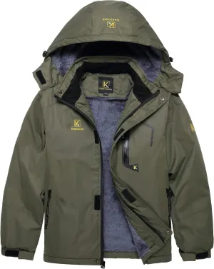 Keevoom Boy's Waterproof Ski Jacket Winter Warm Thick Snow Coat Windproof Fleece Kids Outdoor Hooded Snowboard Jackets