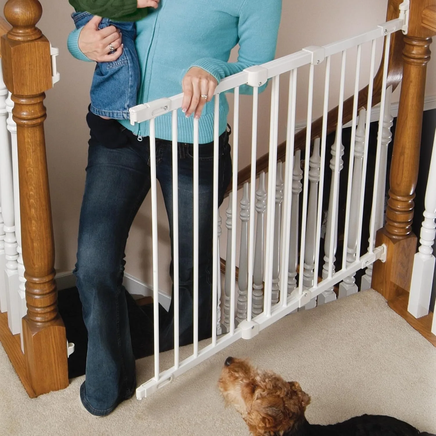 KidCo - Angle Mount Safeway Stair Top Quick Release Baby Gate, Baby Gate for Stairs (White)