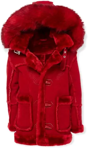 Kids Denali Shearling Jacket Faux Suede Body RED_91589K (2)