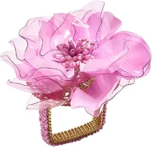 Kim Seybert Gardenia Napkin Ring in Lilac, Set of 4