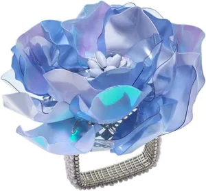 Kim Seybert Gardenia Napkin Ring in Periwinkle, Set of 4, Blue