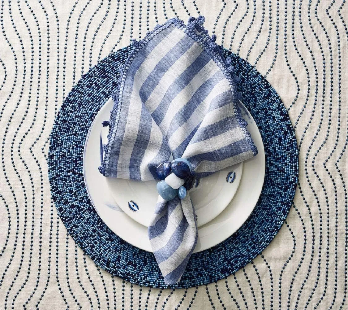 Kim Seybert Sea Stone Napkin Rings, Set of 4 (Navy)