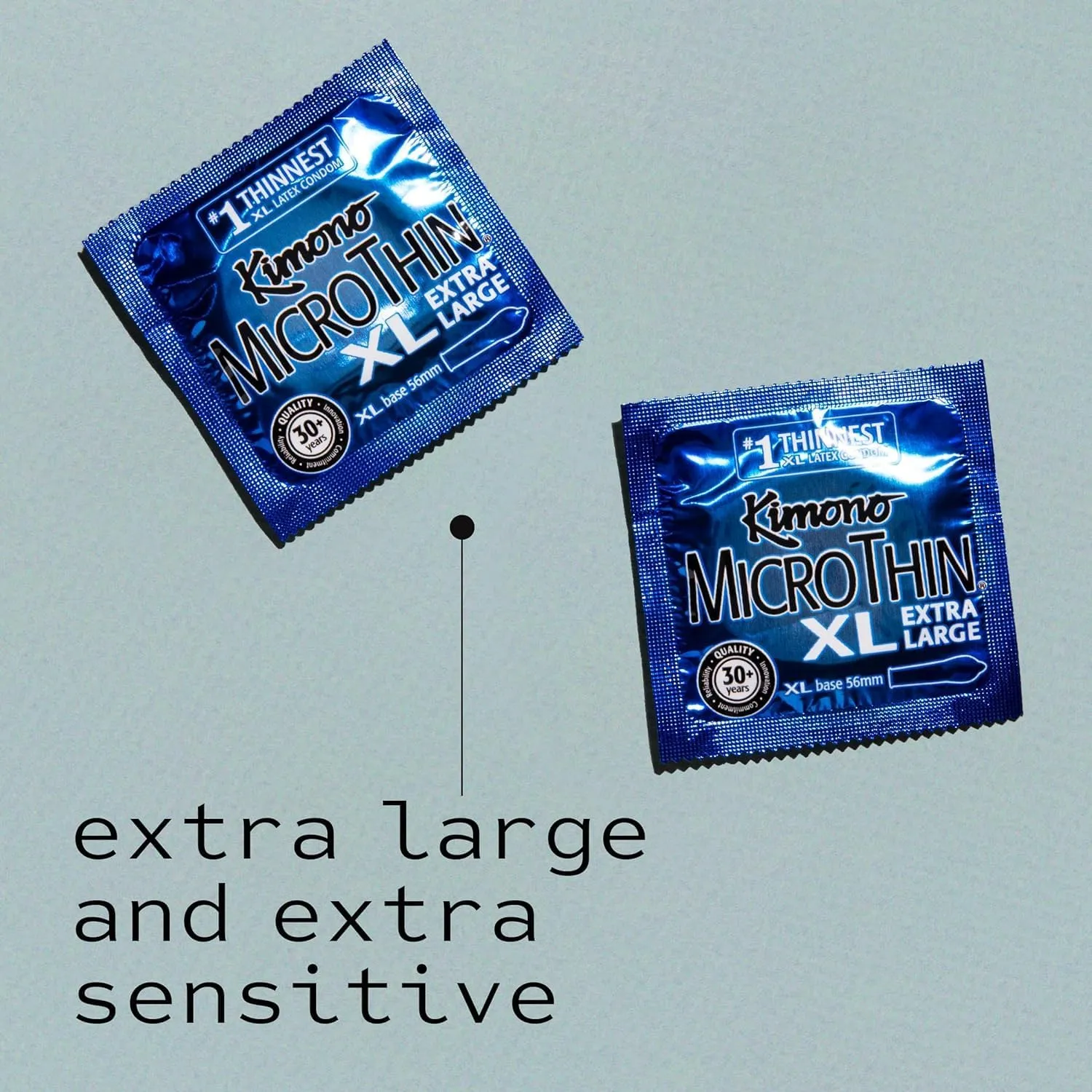Kimono MicroThin XL, Ultra-Thin Lubricated Condoms, Natural Latex, Vegan-Friendly, No Latex Odor, Extra Thin, Widest-Base - Enhanced Sensitivity - Pack of 12