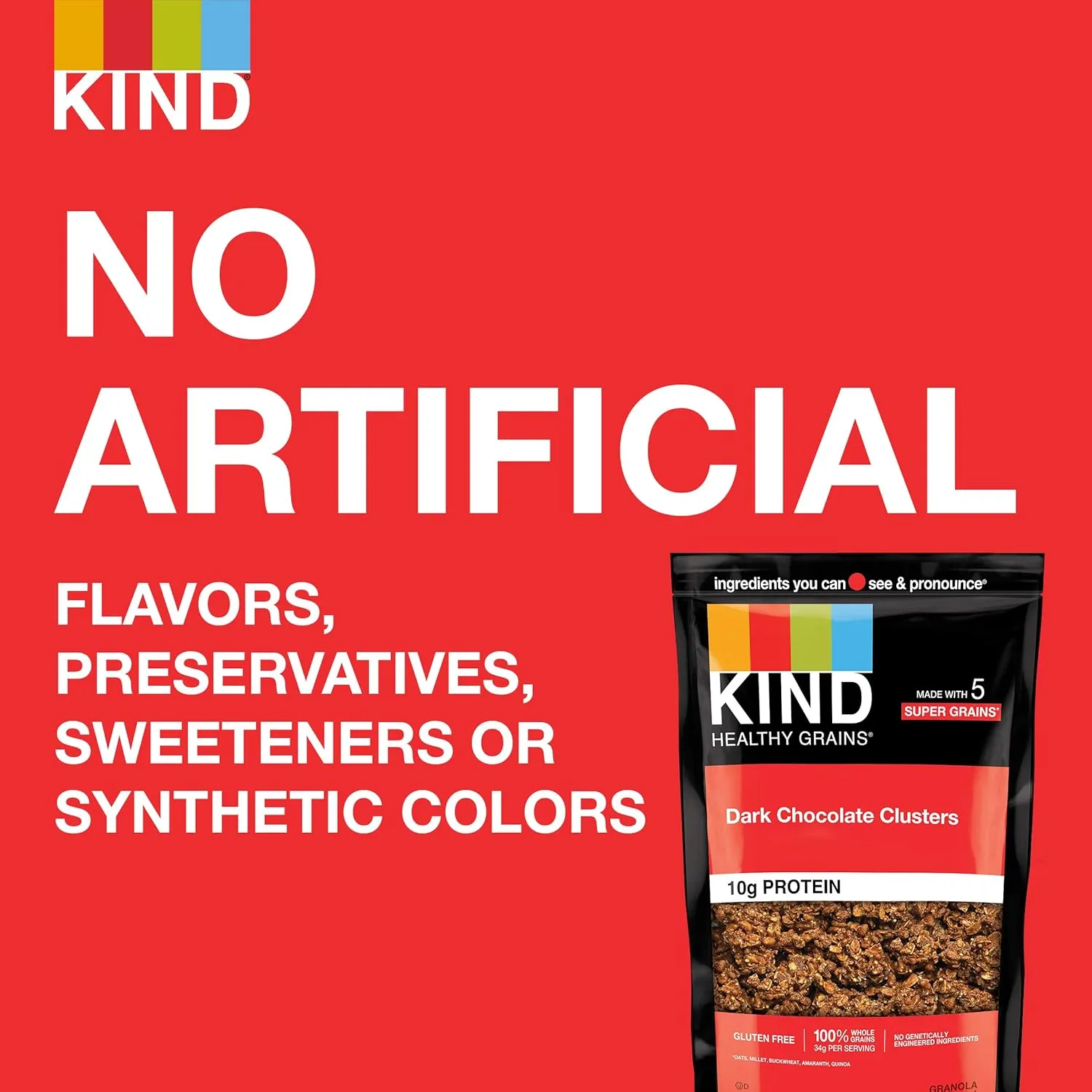 KIND Healthy Grains Clusters, Dark Chocolate Granola, Gluten Free, 10g Protein, 11 Ounce (Pack of 3)