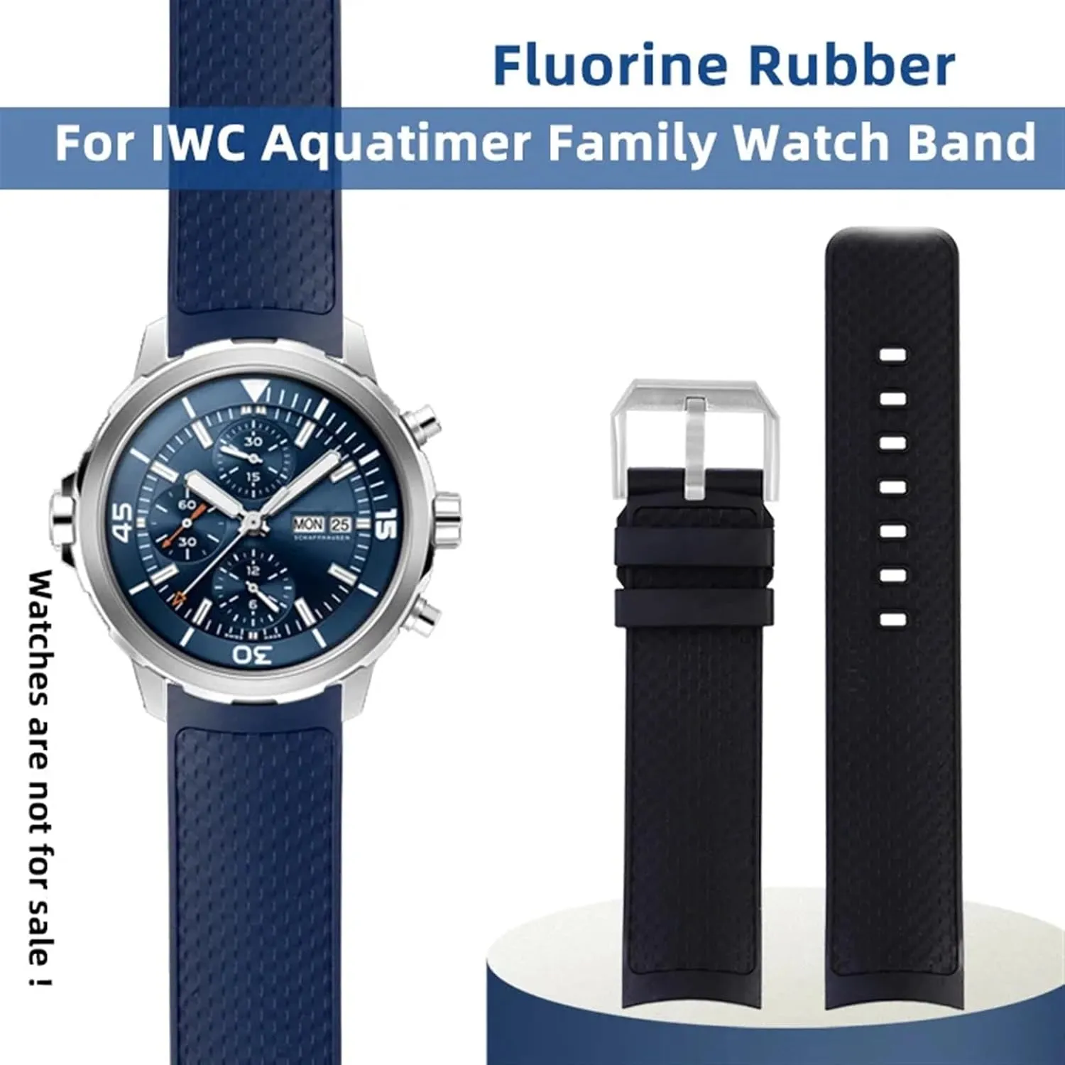 KLVN Fluororubber Strap For IWC Aquatimer Family Darwin's Adventure IW376803 IW379503 Watch Band Quick-release 22MM Men