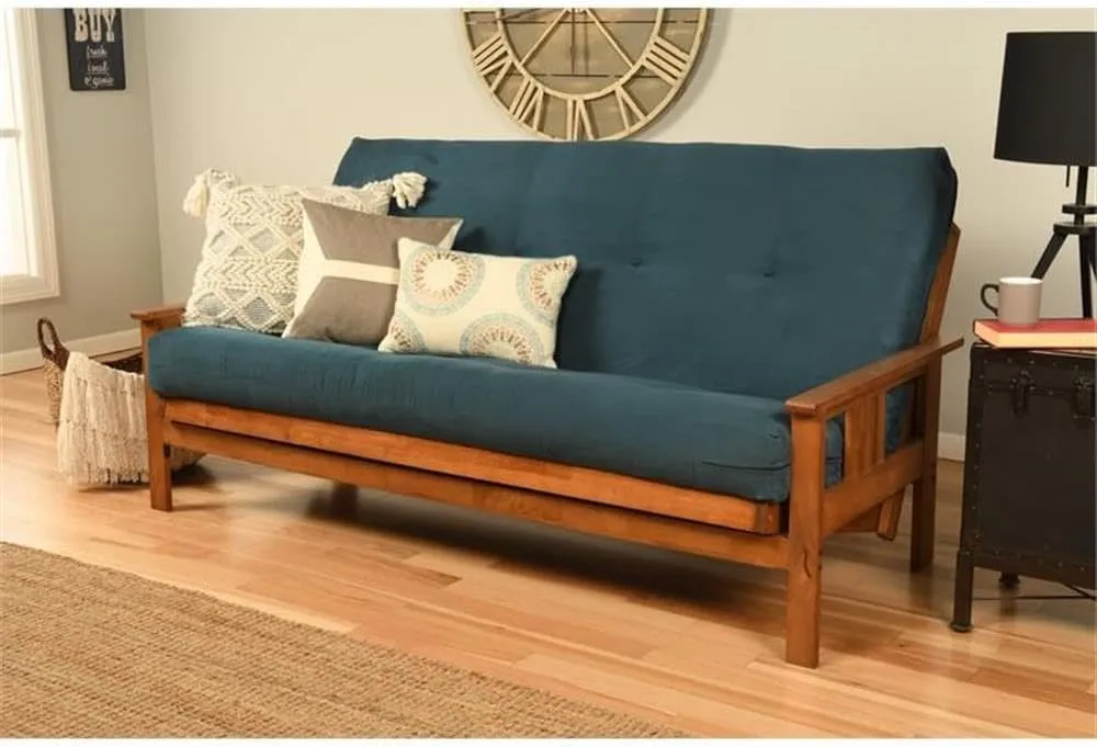Kodiak Furniture Cotton and Foam Full-Size Futon 7" Mattress in Suede Blue-Frame Not Included