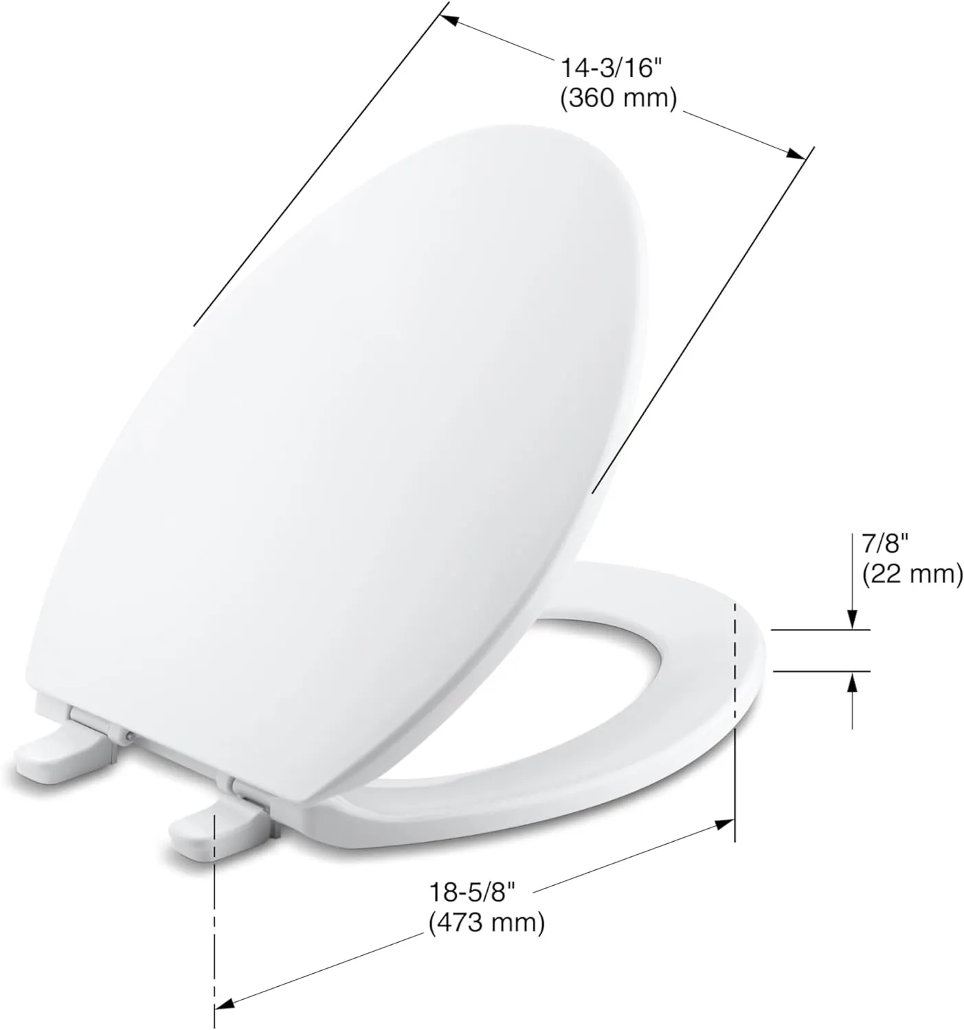 Kohler K-4774-0 Brevia Elongated White Toilet Seat with Quick-Release Hinges And Quick-Attach Hardware For Easy Clean
