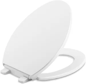 Kohler K-4774-0 Brevia Elongated White Toilet Seat with Quick-Release Hinges And Quick-Attach Hardware For Easy Clean